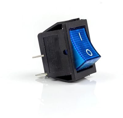 QMIQXIWS 1pcs 31X26mm Power Rocker Switch KCD4 2/3 Position Boat Button Switch Latching with Light16A 250VAC 20A 125VAC On-Off-on(Blue Light ON-Off)