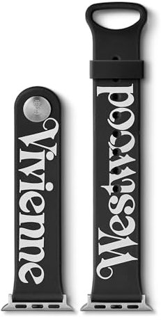 Vivienne Westwood Black Apple Watch Strap 22mm, designed for compatibility with Apple Watch Sizes 38mm, 40mm, and 41mm, Compatible with Series 9 8 7 6 5 4 3 2 1 SE Replacement Strap