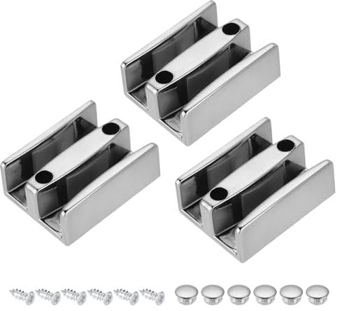 sourcing map Guía inferior para puerta de ducha corrediza para puerta de ducha de vidrio sin marco de 1,27 cm, 3 piezas de puerta de ducha de 47 mm de ancho, guía deslizante de límite de doble pista