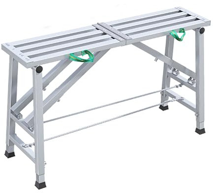 Aluminum Work Platform, Folding Work Bench with Non-Slip Mats, Portable Bench Step Ladder, Step Stool for Painting, Washing, for Home, Garage,2.0m
