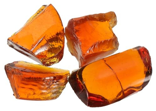 QUARKZMAN Vidrio para Fuego de Chimenea, 5-8cm (2-3.1) Piedras de Vidrio Reflectantes de Alto Brillo para Chimenea Natural o de Propano, Seguro de Chimenea, Marrón, 400g/14oz