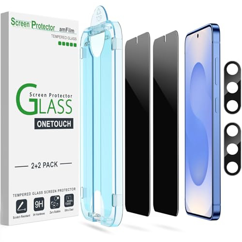 amFilm Sichtschutz Schutzfolie für Samsung Galaxy S25 5G 2+2 Stück | mit Kamera-Objektivschutz [Anti Spy and Privacy Protection] HD Clear - S25-6.2''