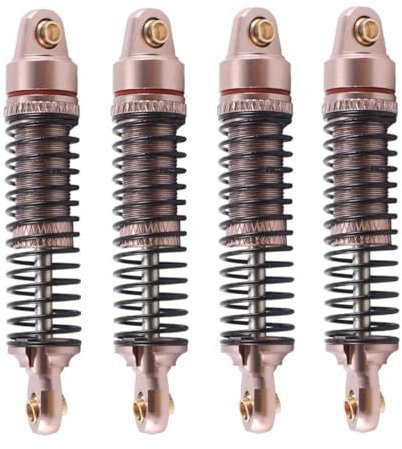 RWEQUTES 4PCS Metall Öl Stoßdämpfer Dämpfer for TRX4M TRX-4M Bronco Defender 1/18 RC Crawler Auto Upgrade Teile Zubehör(Brown)