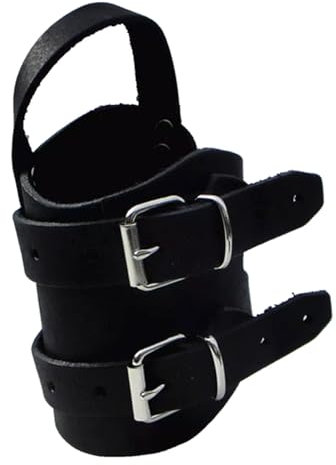Generisch Handwerker Handgelenk-Bandage Lederarmband mit Daumenschlaufe (schwarz, Links 16-19 cm)