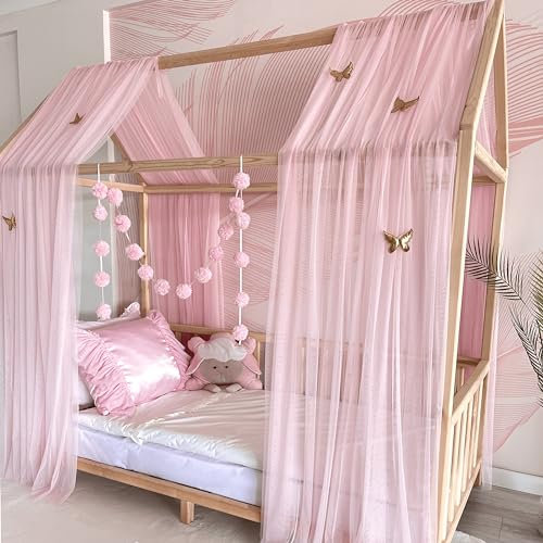 Tenda a baldacchino rosa per cameretta delle bambine, 380 cm, colore: rosa cielo