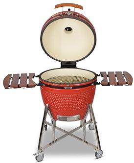 Kamado CL-26 Profi Keramik Grill Rot, Grilldurchmesser 66cm, Grillrostdurchmesser 57cm, BBQ Grillei Holzkohlegrill Grill Keramikgrill