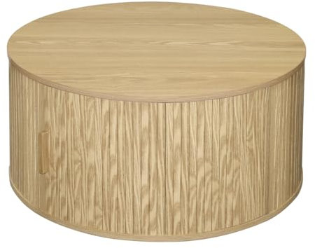 Calicosy - Runder Couchtisch mit Aufbewahrung, D75 cm – Kollektion Ernest – Vintage-Design und praktisch – elegantes Wohnzimmermöbel aus MDF