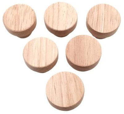 GENODA Runde Holzgriffe Eiche Natur Holzgriffe 30/35/40/50 mm Schrankgriffe Schubladenknöpfe Möbelgriffe Natürliche Eiche Holzgriffe für Schrank Schublade Möbel (6 Stück, 35x25mm)