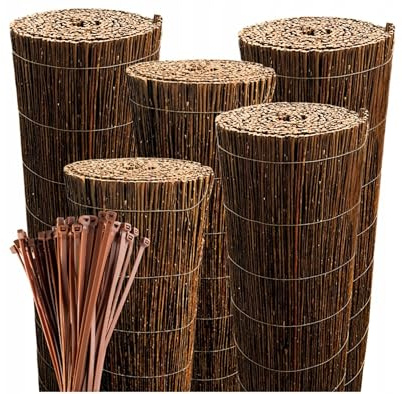 Ogrodzenia Wiklinowe Weidenmatte 90 x 500 cm Gartenzaun Balkon Terrasse Sichtschutz Weidenzaun Zaun Windschutz & Sonnenschutz Balkonverkleidung Wetterfest Sichtschutzzaun Sichtschutzmatte Weide