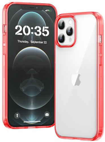 Voyahülle Clear Case for iPhone 12 Pro Max, Ultra Thin, Shockproof TPU Cover, Anti-Yellowing, Crystal Clear, Phone Case for Apple iPhone 12 Pro Max - Red