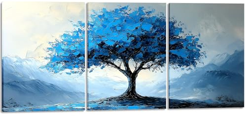 YWQQ Tableau Arbre de Vie sur Toile - Ensemble de 3 Cadres en Bois - Peinture Moderne Forêt Colorée - Impression Toile Forêt pour Salon, Chambre, Salle de Bain - 30x40 cm