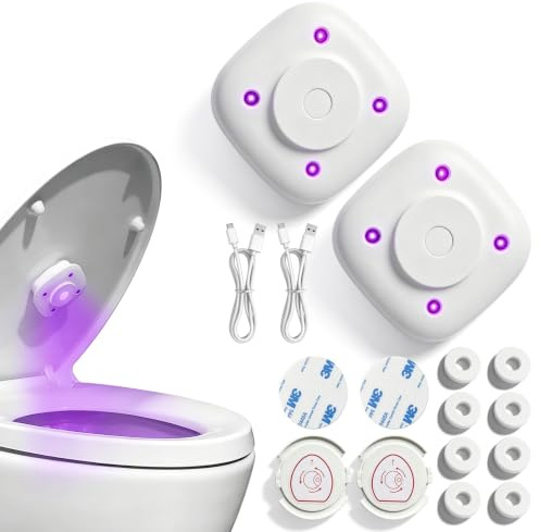 BORDEAG 2 Stück Uv-Toilettensterilisator, Uv Toiletten Set, Wc-Schüssel-Reiniger Uv-Licht, Hänge Wc Komplettset Bidet Handbrause Set, Toilettenzubehör Set, Für Zuhause Und Reisen, Weiß