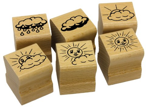 Elbi Stempelset: 6 x Leistungssteigerung Sonne/Wolke Lehrerstempel aus Holz