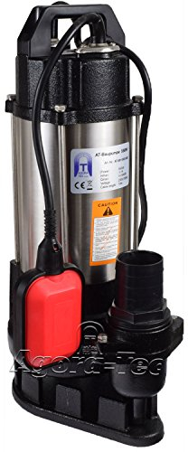 Agora-Tec® AT- Baupumpe-550W Tauchpumpe für Schmutzwasser, Abwasser, für Fäkalien und organische Feststoffe mit Schwimmerschalter und max: 1,1 bar und max: 14500l/h
