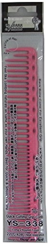 YS Park 338 Long and Round Tooth Quick Cutting Grip Comb - Pink by Y.S.Park