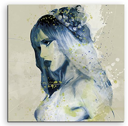 Suki Waterhouse III Aqua 60x60cm - Splash Art Paul Sinus Wandbild auf Leinwand - Malerei, Kunstbild, Aquarell, Fineartprint