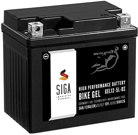 SIGA Gel Motorradbatterie 12V 5Ah 120A/EN YTX5L-BS Gel Batterie GEL12-5L-BS YTX5L-4 CTX5L-BS ETX-5L-BS GTX5L-BS 50412LF