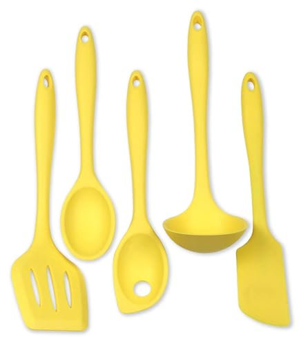 Chef Craft Juego de utensilios y utensilios de cocina de silicona premium, 5 piezas, amarillo