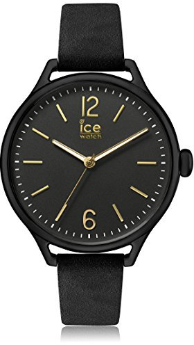 ICE-WATCH - ICE time Black Gold - Schwarze Damenuhr mit Lederarmband - 013064 (Small)