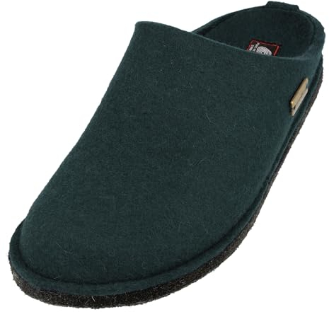 HAFLINGER Flair Soft Filzpantoffeln aus Wollfilz Hausschuh Dunkelgrün (13) Gr. 46