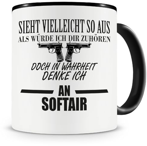 Samunshi® Ich denke an Softair Tasse Kaffeetasse Teetasse Kaffeepott Kaffeebecher Becher 300ml schwarz