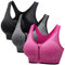 CARETOO Damen Sport BH Stark Halt Active Bra Höhe Beanspruchung Trainieren Bustier Fuer Yoga Fitness - Mit Reißverschluss Schwarz + Grau + Rose Rot, M