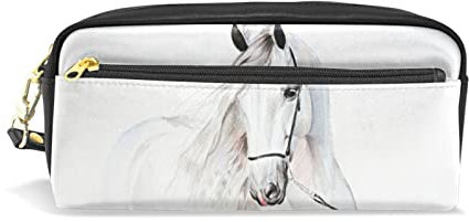 mnsruu Trousse à crayons avec compartiments pour filles et garçons Motif cheval blanc Grande capacité, multicolore, Taille unique, Organiseur de sac