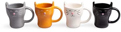 Balvi Service à café Meow! 4 Tasses en Forme de Chat Capacité: 90ml (x4) Céramique