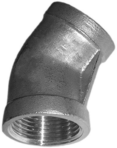 MegaHaustechnik Winkel 45° Grad aus V4A Edelstahl 1 1/4 Zoll IG x IG DN32 Innengewinde Innendurchmesser 39mm Gewinde Fitting Trinkwasser geeignet Rohr Verschraubung Kupplung Bogen Stück VA INOX