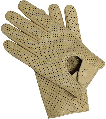Riparo Motorsports Herren-Motorradhandschuhe aus echtem Leder, perforiert, für den Sommer, Größe S, Sand