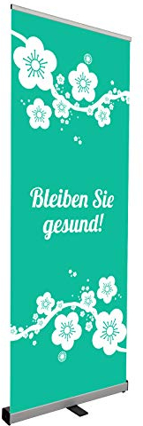 Vispronet Roll Up 80x200 cm, Werbung/Dekoration, stehend, mobil, Werbebanner, Werbetafel, aufrollbar, Bedruckt (Bleiben Sie gesund)