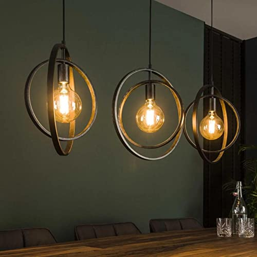 famlights Vintage Deckenlampe Henrik in Grau für Esstisch/Retro Pendelleuchte/Esszimmerlampe industrial Dimmbar Hängelampe Metall Esszimmer/Deckenleuchte Pendelleuchte Hängeleuchte E27