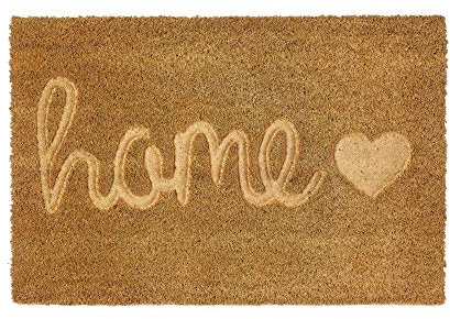 LOLAhome Felpudo Antideslizante Home de árbol de la Vida, Corazones, Hojas, Mosaico, Rayas, Frases, Cenefa de Fibra de Coco Natural de 60x40 cm (modelo2)
