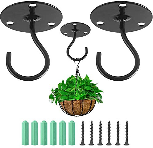 GXF Ceiling Hooks, 2 PCS Heavy Duty Metal Plant Hanger Hooks, Plant Bracket Hook, Iron Wall Mount Hangers for Hanging Plants, Plants Lights, Bird Feeders, Lanterns, Wind Chimes, Planters, Decoration