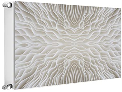 TMK ArtDeko Heizkörperabdeckung Magnetisch Dekorativer Sichtschutz Energiesparend 80x60 Magnet Heizkörperabdeckung, Heizkörperverkleidung, Muster Weiß