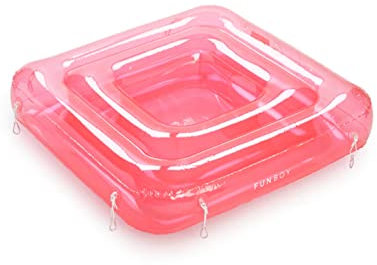 FUNBOY Clear Pink Chaise Connection Inflatable Drink Cooler, Connects Four Chaise Lounger Pool Floats, Luxury Bar Accessory Float, Perfect for a Summer Pool Party