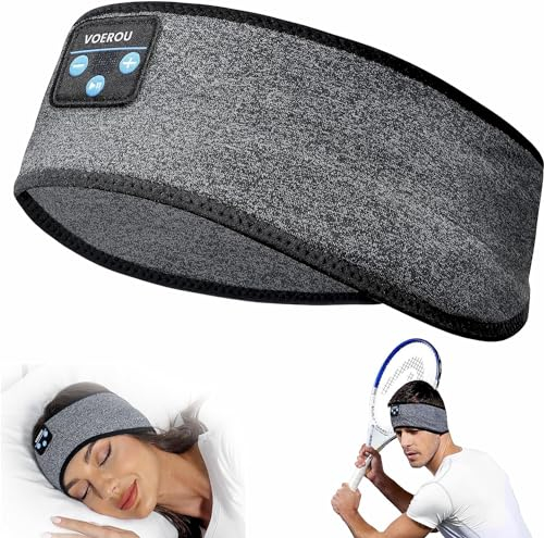Voerou Auriculares para Dormir con Bluetooth, Diadema Deportiva con Altavoces estéreo, Regalos tecnológicos geniales para Hombres y Mujeres, Hacer Ejercicio, Correr, Yoga, Viajar