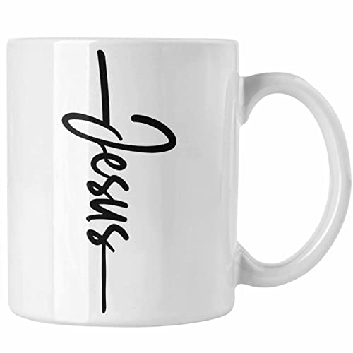 Trendation - Jesus Christus Tasse Bibel Geschenk Kreuz Glauben Kirche Christliche Geschenkidee (Weiß)