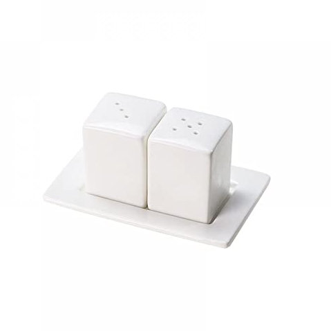 Gaolinci Salière et poivrière en porcelaine blanche avec plateau