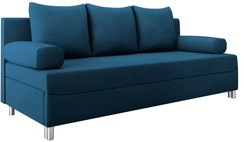Mirjan24 Schlafsofa Dover, Sofa mit Bettkasten und Schlaffunktion, Bettsofa, Farbauswahl, Schlafcouch mit Chromfüße, Couchgarnitur, Polstersofa (Manila 26, ohne Polsterhocker)
