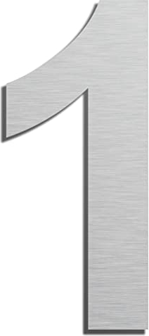 Ywonoby Hausnummer- 3inch Silber Edelstahl Hausnummer, Selbstklebende Hausnummer- für Tür, Briefkasten, Außen- Anti-Friktion, Wetterfest- Ziffer 1