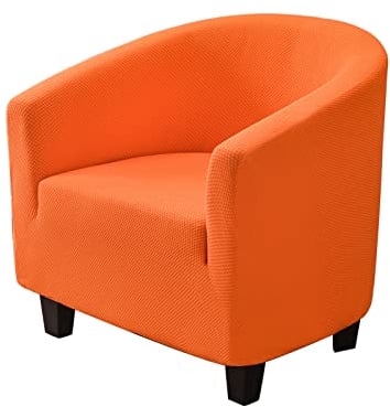 Elastischer Jacquard Tub Stuhlhussen,Club Chair Schonbezug Elastisch Stretch Sofahusse Husse Wanne Stuhlhussen Für Clubsessel Loungesessel Cocktailsessel Schonbezüge (Orange)