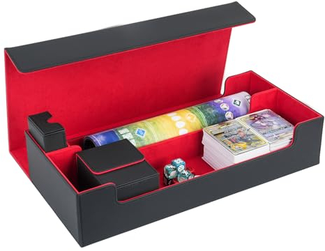 Deck Box,Kartenbox mit Würfel Tray für 550+ Karten, X-Large Premium Kartenbox mit Spielmatte und Würfel Fach,deckbox,Mtg commander deck für TCG/Yugioh,Deck Aufbewahrungsbox,Magnetic sammelkarten box