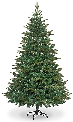 Garden Store Direct Lapland Fir Covered Artificial Christmas Tree Snow Flocked PE PVC Mixed Tips Hinged Branches Bushy Luxury Xmas Home Snowy Decorations 4ft to 10ft (5ft (150cm), Plain Green)