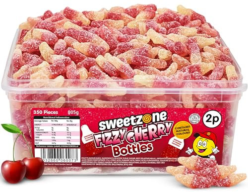 Sweetzone Small Fizzy Cherry Cola Bottles, Retro Halal Jelly Sweets Box, Chewy Fizzy Cola Bottles, Tangy Candy, 805g, 350 Pcs for Kids & Adults, Ideal for Sweet Enthusiasts