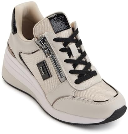 DKNY Damen Kai Lace-Up Wedge Sneaker, White, 37 EU