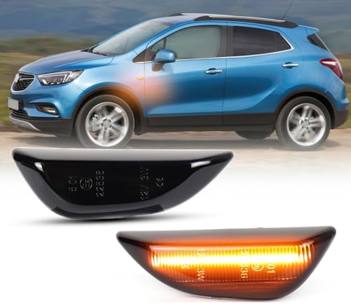 FetonAuto Smoked Lens Amber LED Side Marker Lights for Opel Mokka, Front Fender Indicator Blinker Lamps, Replace OEM 95434685