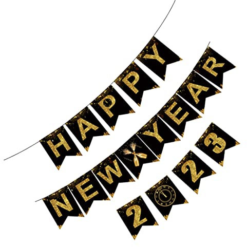 PRETYZOOM 1 Satz 2023 Neujahr Pull-Flagge Folien-Nye-Banner Türbanner für Jahr weihnachtsdeko chinesisches neujahr deko Golddekor goldene Partyschmuck 2023 Neujahrsbanner