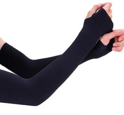 ZIBELL Wicking Thumb Hole Arm Sleeve for Men|Tattoo Sleeves to Cover Arms for Women|Outdoor Sun Protection Arm Sleeves for Sports Basketball Breathable Cooling 4-way Stretchable Nylon Black Sleeve