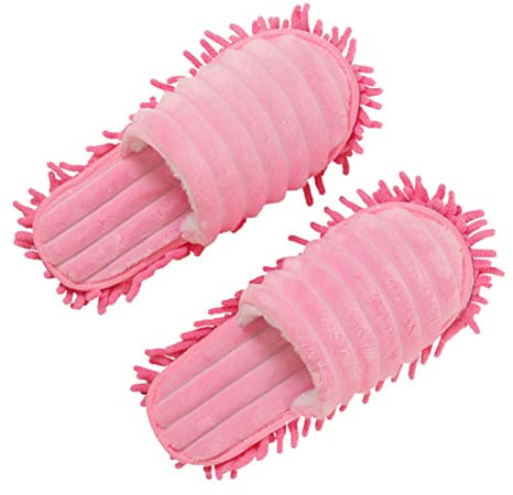 minkissy 1 Paar Pantoffel Reinigen Schuhe Wischen Fußwischer Waschbare Wischschuhe Mikrofaser Staubwischer Pantoffel Reinigungs Mop Schuhe Hara Hausschuhe Auf Den Boden Fallen Rosa Fräulein